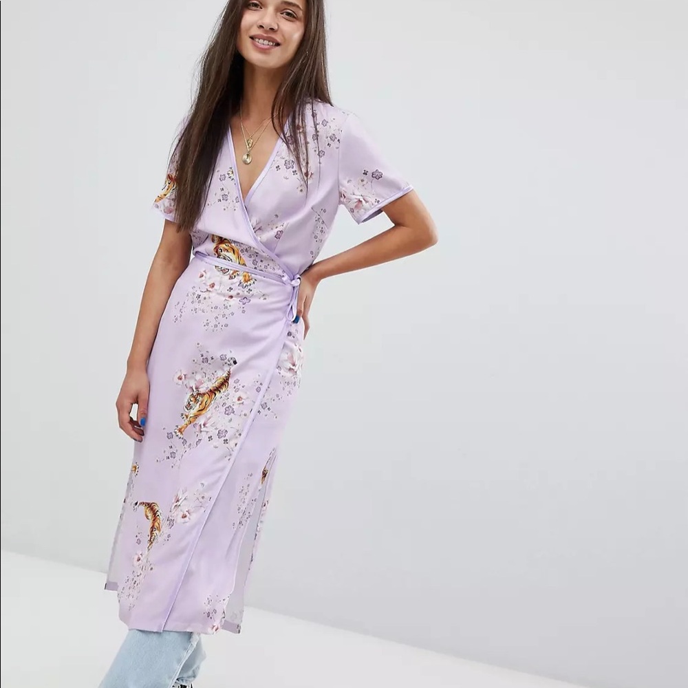 Milk It Vintage wrap dress in tiger print